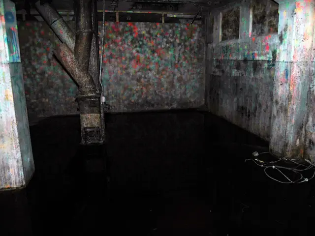 Standing water across a basement floor