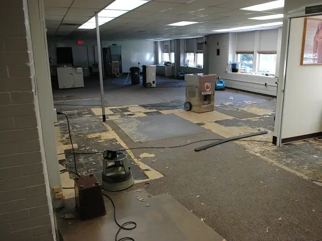 Drying equipment running in a building after a flood